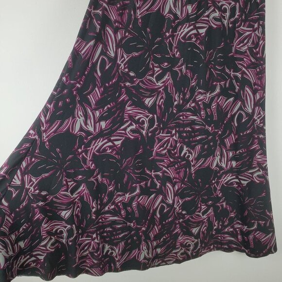 Chico's Skirt Womens 1 US 8 Black Purple Slinky Pull on Wrinkle resistant Silver - Picture 7 of 11